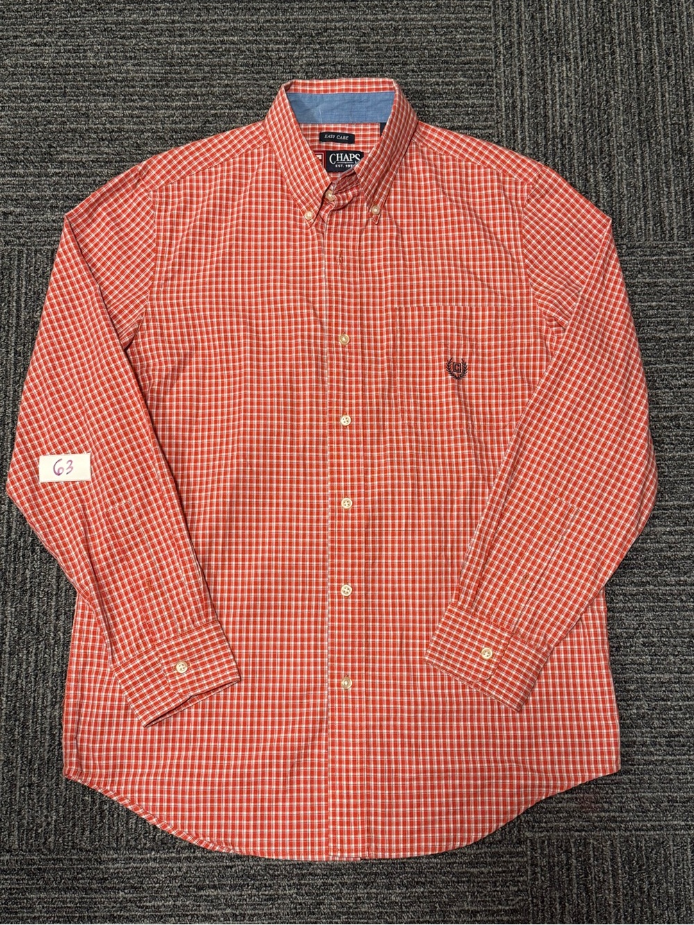 Chaps Men’s Orange-Red Check Button-Down Shirt